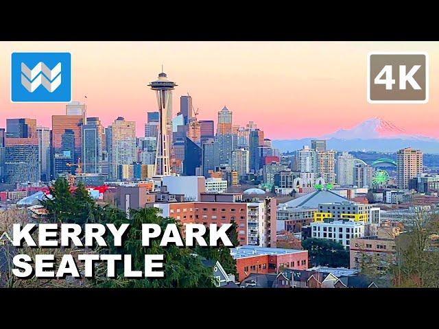 [4K] SEATTLE SKYLINE BEST VIEWPOINT - Kerry Park in Queen Anne Hill - 2024 Sunset Walking Tour Vlog