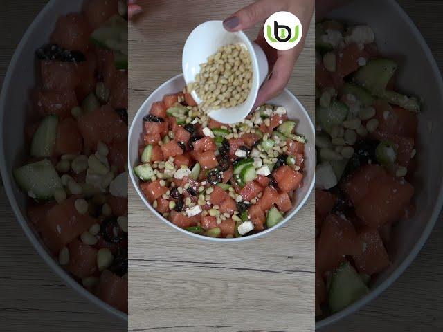 Watermelon salad with feta and olives