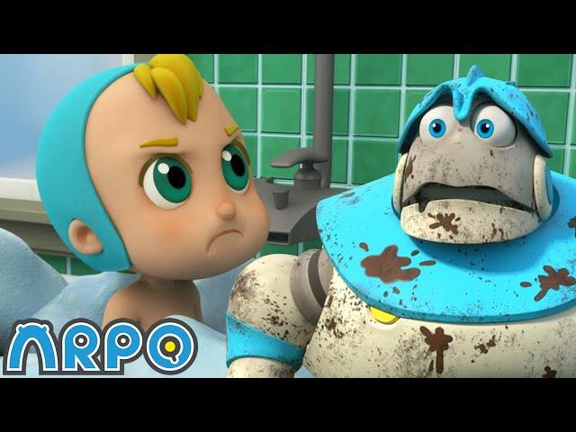 Arpo the Robot | MUST KEEP THE BABY CLEAN!!!!!! | Funny Cartoons for Kids | Arpo and Daniel