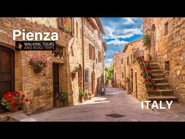 Pienza a beautiful village walking tour Italy - 4k video - Italian Val d'Orcia Tuscany views