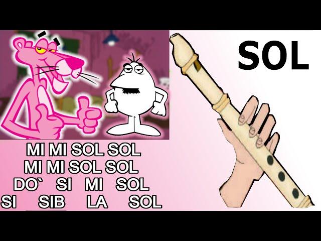 Pantera rosa en flauta dulce fácil, easy flute recorder, flauta doce, flauto dolce, tutorial, notas