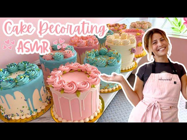Satisfying Cake Decorating ASMR | 10 Cakes in 45 Minutes! [Un-Edited] [No Talking] [No Music]