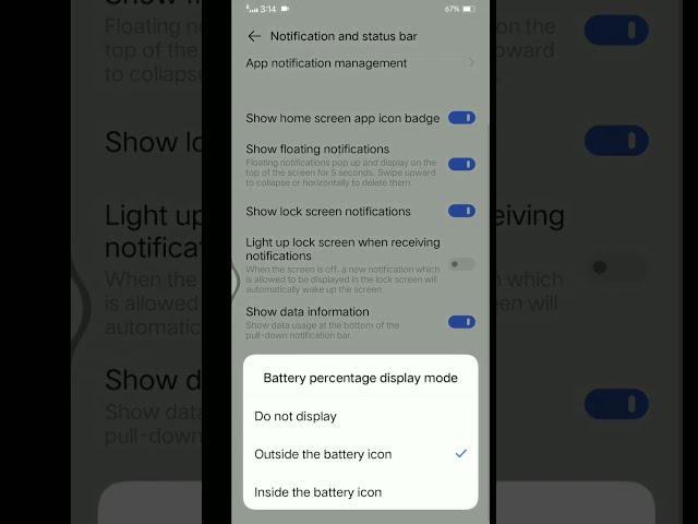 How to display Battery Percentage #shorts #mobile #learnwithfazal #batterypercentage