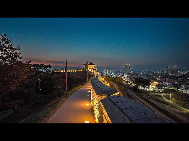 Hwaseong Fortress Trail at Night | Walking Tour Korea 4K HDR