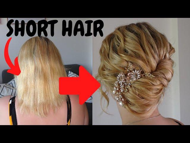 EASY curly chignon for short hair - updo for short hair