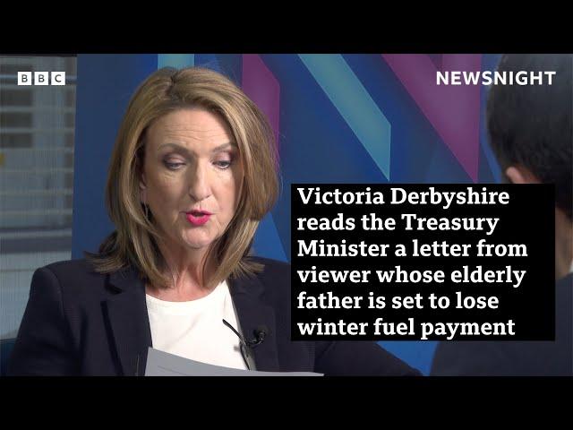 The Treasury Minister is read letter from viewer whose elderly father will lose winter fuel payment