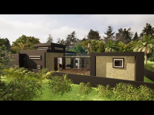 The Courtyard Contemporary 4 Bedroom Bungalow House Plan - with Internal Fly Through