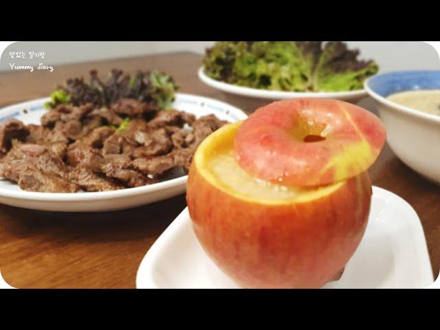 Prime ribs & apple  rice wine : Makgeolli : korean wine