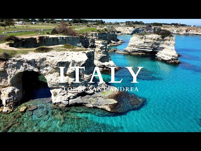 Torre Sant'Andrea, the beach of the Faraglioni, in the province of Lecce in Puglia