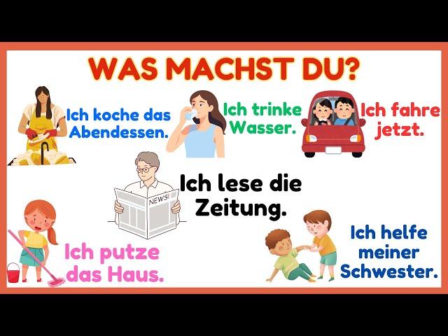 100 Wichtige Aktionsverben auf Deutsch mit Beispielsätzen | Deutsch lernen mit Spaß