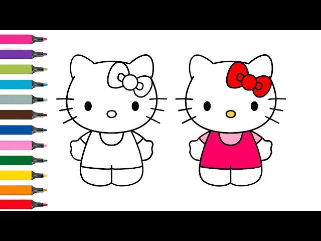 How to draw Hello Kitty. Step by step Hello Kitty drawing for kids. Рисуем Хелло Китти. 怎样画凯蒂猫绘画