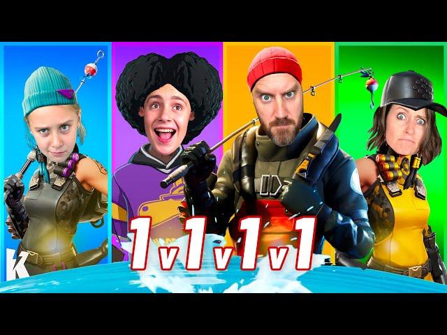 1v1v1v1 Family Fortnite Battle REMIX (Fishing loot Only!)