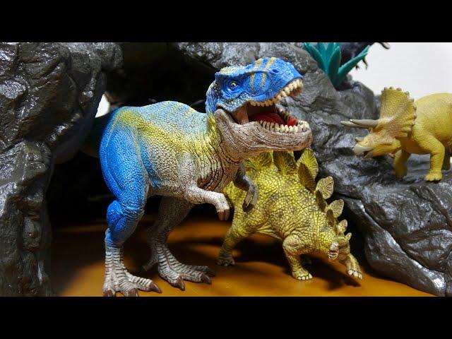 A lot of dinosaur tricks Large volcano and Tyrannosaurus dinosaur big set 42305 Schleich's first get