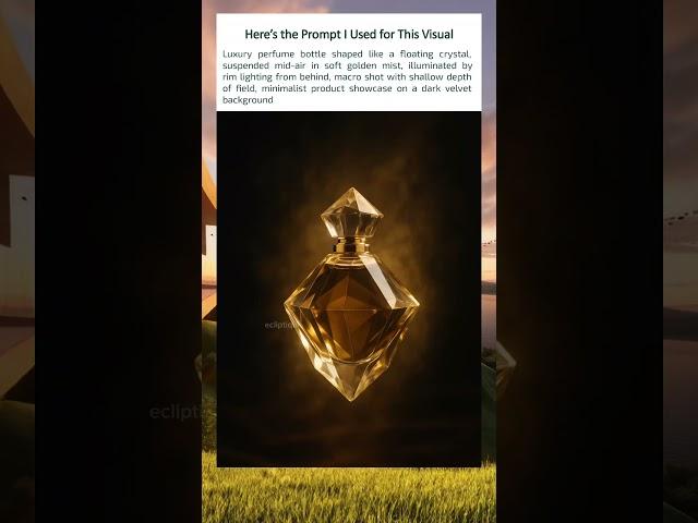 Prompt series | I tried this prompt: a perfume bottle shaped like crystal, glowing in golden mist