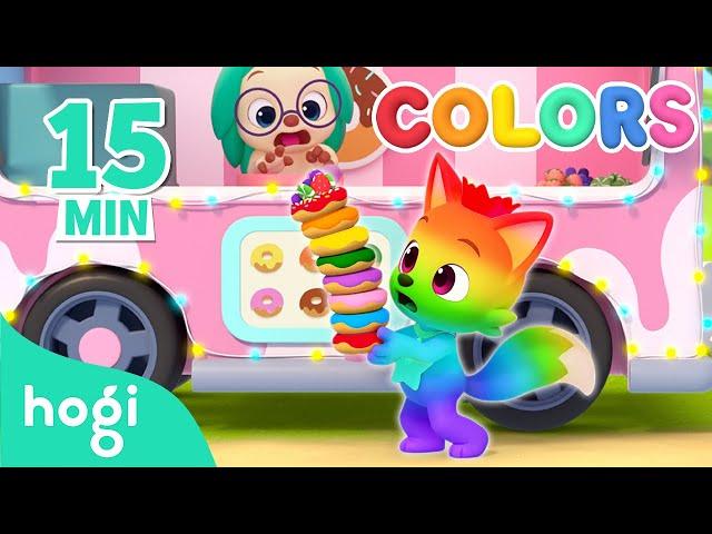 Eating Colorful Donuts ｜15 min｜Learn Colors for Children | Compilation | 3D Kids｜Hogi & Pinkfong