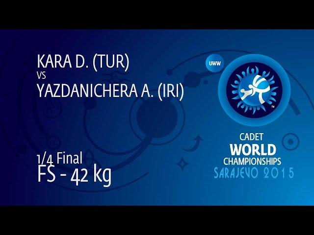 1/4 FS - 42 kg: A. YAZDANICHERA (IRI) df. D. KARA (TUR), 11-8