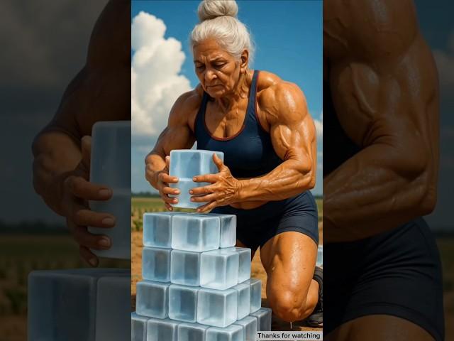 Grandmother Builds Ice House in Heat, Elephant Brings Magic Ice! #shorts #ai #elephant