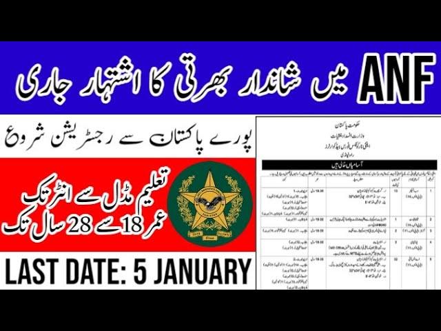 ANF Jobs 2024 Online Apply | New Jobs 2023 In Pakistan Today | New Government Jobs In Pakistan