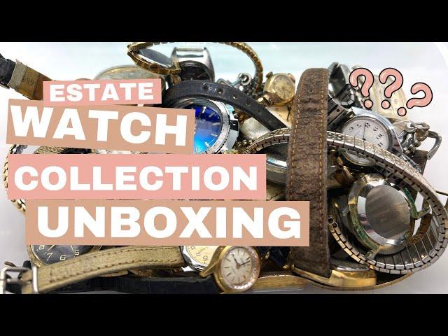 Swiss Made Estate Watch Collection Unboxing Thrift Store Junk Mystery Watch Bag Box