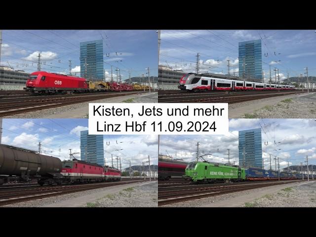 Kisten (Güterzüge), (Rail)Jets und mehr in Linz Hbf am 11.09.2024  - FHD