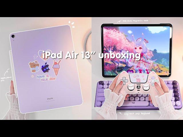  NEW 2024 iPad Air 13" purple ‧₊˚ aesthetic unboxing  iOS18  ESR accessories️Lamy｜Genshin