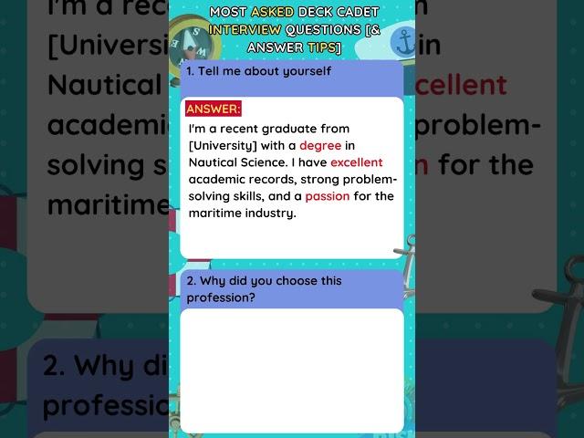 Deck Cadet Interview Questions 1 and 2 #deck #deckguide #cadet