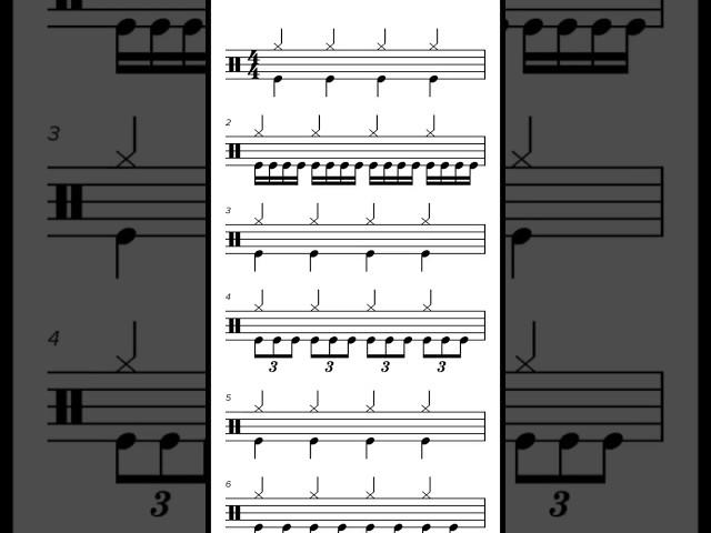 Sight Read Drum: Bass drum control exercise for beginners.  #musictheory #rhythm #drums #readings