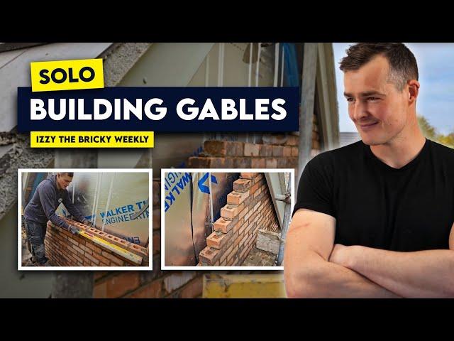 Izzy NO MATE'S - Working solo on gables #bricklaying #homeimprovement #newbuild