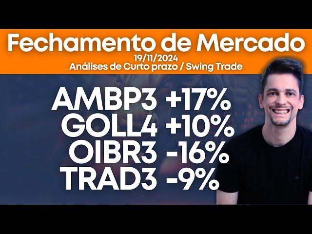 Fechamento de Mercado com Danillo Fratta | 19/11/24 | Destaques AMBP3 OIBR3 GOLL4 TRAD3 INBR32 GFSA3