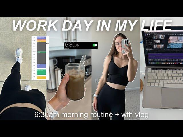 WORK FROM HOME VLOG: productive 9-5 work day routine, 6:30am morning, home office + healthy habits