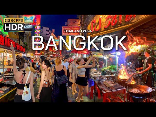  4K HDR | Walking Bangkok The best street food in the world 2024 - With Captions