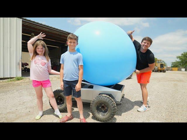 Crushing Cybertruck with Huge Water Balloon | Tractors for kids
