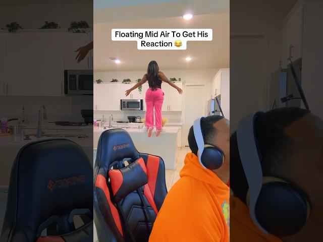 Floating Mid Air To Get His Attention  #prank #pranks #couplespranks #couplecomedy #reels