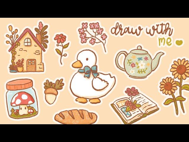 Draw stickers with me | Procreate drawing | ASMR and relaxing music