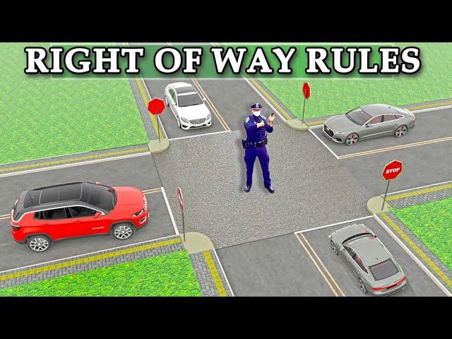 Who Has Right Of Way At Four Way Stop ( Right of Way Rules - 4 Way Stop Rules )