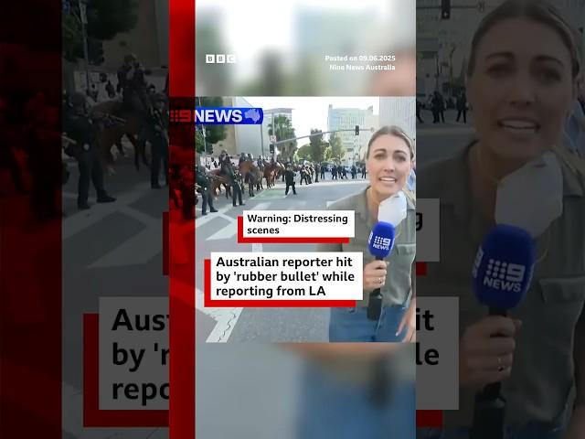 LA protests: Australian correspondent hit by 'rubber bullet'. #LA #Shorts #BBCNews