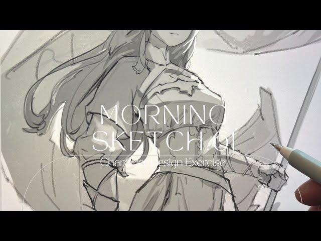 「Procreate morning sketch早晨素描」61 character sketch  ▶white noise