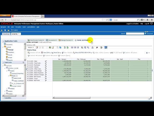 Demo: Areas of the HFM screen - HFM Administrator Training from Keyteach