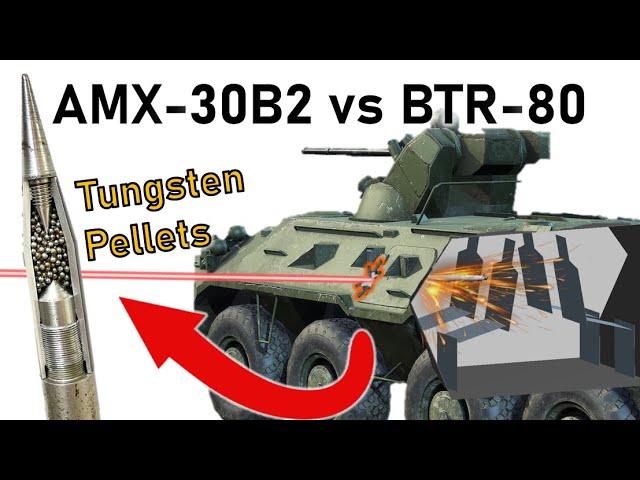 THIS APFSDS CONTAINS BUCKSHOT | AMX-30B2 vs BTR-80 | OFL 105 F1 Armour Penetration Simulation