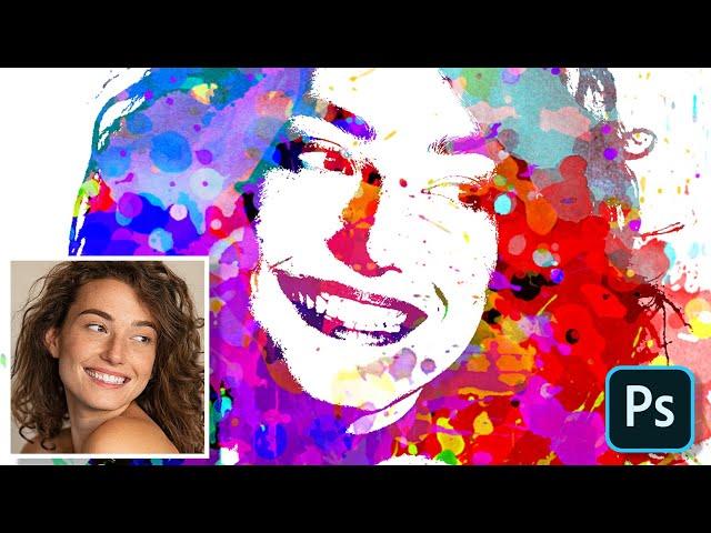 Photoshop: Create Paint SPLATTER, Pop Art Portraits from Photos.