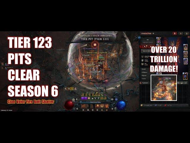 [Diablo 4] T123 Pit Clear Fire Bolt Shatter Sorcerer | Season 6