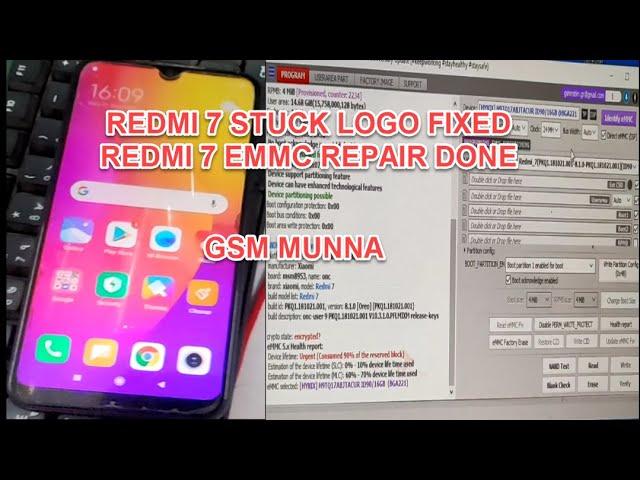 Redmi 7 Stuck on logo EMMC Repair Consumed 90% fixed Free Download