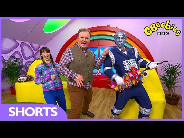 Justin Fletcher and Robert the Robot at the CBeebies House!