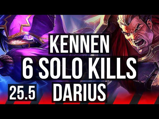 KENNEN vs DARIUS (TOP) | 6 solo kills, 12/3/11, 42k DMG | KR Diamond | 25.5