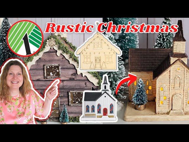 AMAZING Rustic Dollar Tree Village and Cabin DIY for Your Christmas Decor