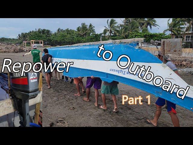 Bangka PumpBoat gets chopped off and Yamaha Outboard installed Part 1