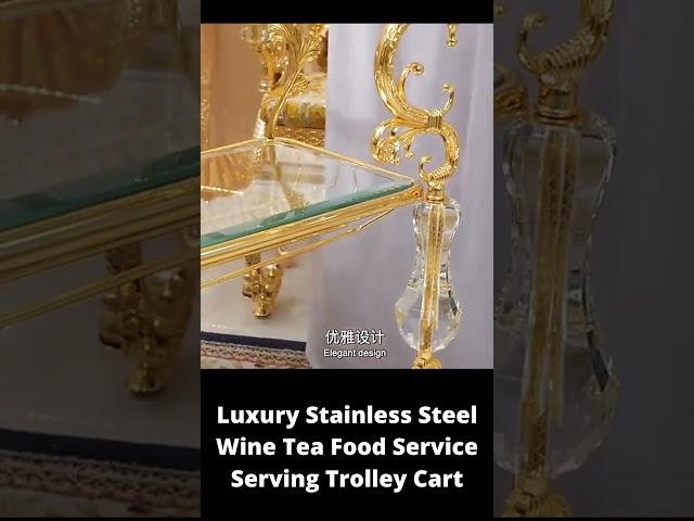 Luxury Stainless Steel Wine Tea Food Service Serving Trolley Cart