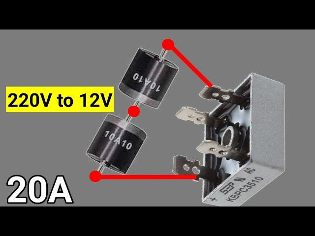 How To Make 220V To 12V Battery Charger | Full Bridge Rectifier