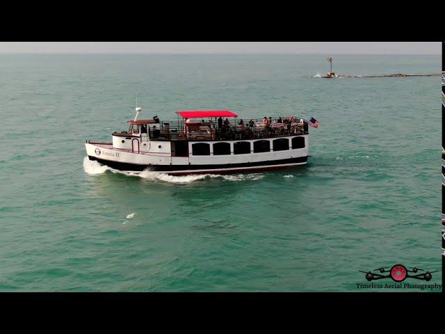 Beautiful Fall Day at the Michigan City Lighthouse 4K Aerial Tour & Music