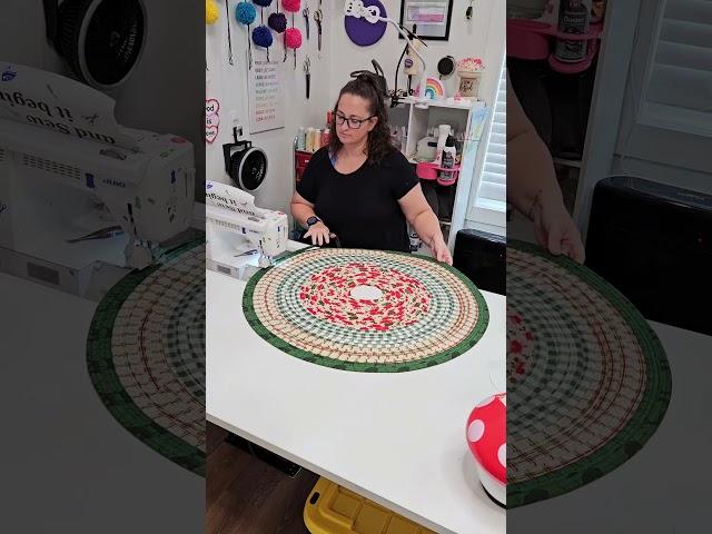 Another custom Jelly-Roll Rug Tree Skirt completed and Idhao bound #jellyrollrug #treeskirt #sewing